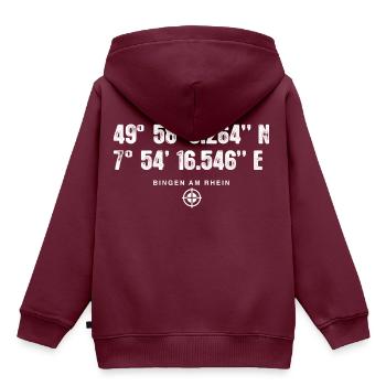 Bingen am Rhein Geocacher Standort GPS Stadt - Kinder Premium Organic Hoodie - Burgunderrot - Hinten - AI Model Kid Female (0cm)