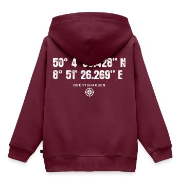 Obertshausen Geocacher Geschenk Standort GPS Stadt - Kinder Premium Organic Hoodie - Burgunderrot - Hinten - AI Model Kid Female (0cm)