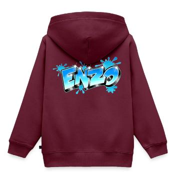 Graffiti im Enzo-Stil - Kinder Premium Organic Hoodie - Burgunderrot - Hinten - AI Model Kid Female (0cm)