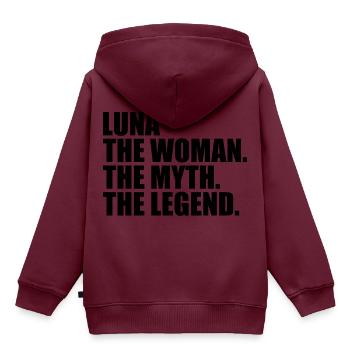 Woman Mythos Legende Name Luna - Kinder Premium Organic Hoodie - Burgunderrot - Hinten - AI Model Kid Female (0cm)