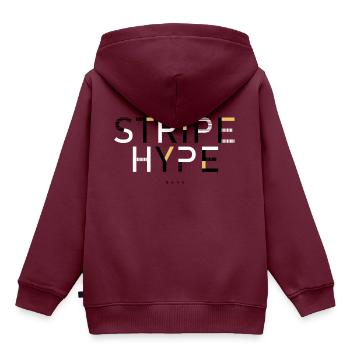 Stripe Hype - Kinder Premium Organic Hoodie - Burgunderrot - Hinten - AI Model Kid Female (0cm)