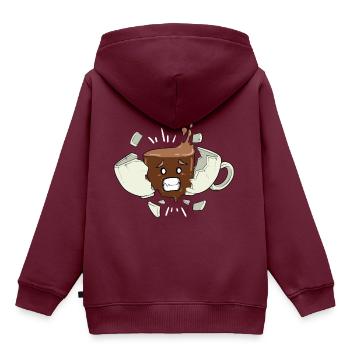 Kaffee Koffein Schock! Koffeinsucht Kaffeeliebe - Kinder Premium Organic Hoodie - Burgunderrot - Hinten - AI Model Kid Female (0cm)