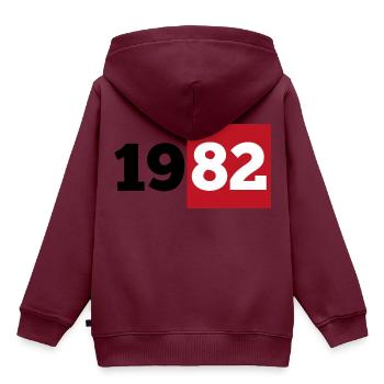 Jahrgang 1982 Geburtsdatum Geschenk - Kinder Premium Organic Hoodie - Burgunderrot - Hinten - AI Model Kid Female (0cm)
