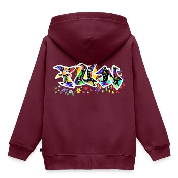 Fun - Kinder Premium Organic Hoodie - Burgunderrot - Hinten - AI Model Kid Female (0cm)
