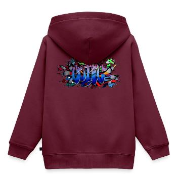 Graffiti - Kinder Premium Organic Hoodie - Burgunderrot - Hinten - AI Model Kid Female (0cm)