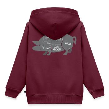 Schweinefleisch Metzger Schlachthof Metzgerei - Kinder Premium Organic Hoodie - Burgunderrot - Hinten - AI Model Kid Female (0cm)