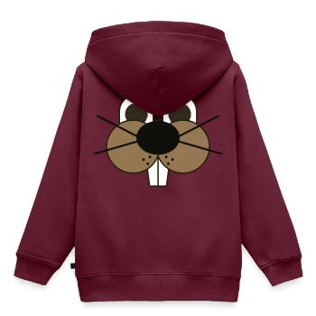 Murmeltier - Kinder Premium Organic Hoodie - Burgunderrot - Hinten - AI Model Kid Female (0cm)