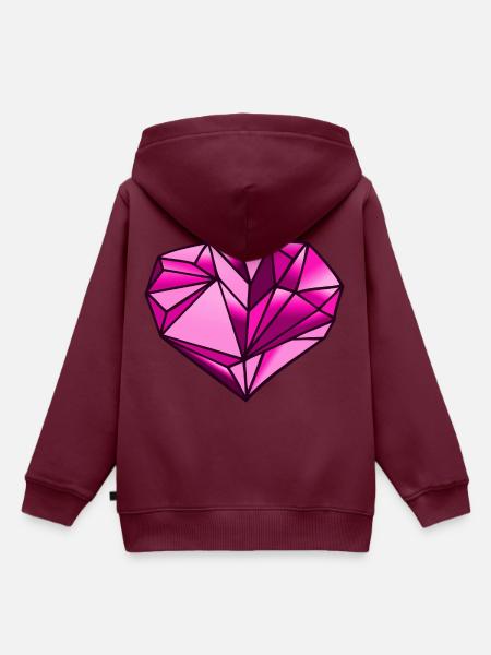 Herz geometrisch Geschenkidee - Kinder Premium Organic Hoodie - Burgunderrot