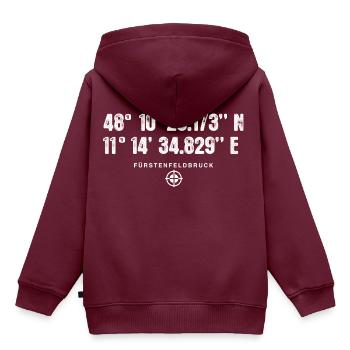 Fürstenfeldbruck Geocacher Standort GPS Stadt - Kinder Premium Organic Hoodie - Burgunderrot - Hinten - AI Model Kid Female (0cm)