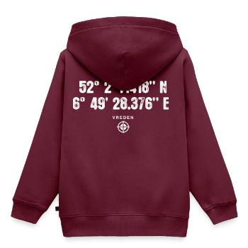 Vreden Geocacher Geschenk Standort GPS Stadt - Kinder Premium Organic Hoodie - Burgunderrot - Hinten - AI Model Kid Female (0cm)