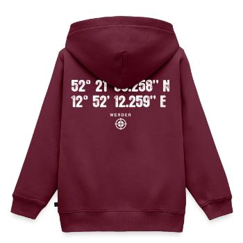 Werder (Havel) Geocacher Standort GPS Stadt - Kinder Premium Organic Hoodie - Burgunderrot - Hinten - AI Model Kid Female (0cm)