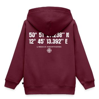 Limbach-Oberfrohna Geocacher Standort GPS Stadt - Kinder Premium Organic Hoodie - Burgunderrot - Hinten - AI Model Kid Female (0cm)
