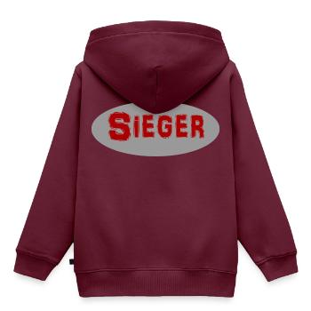 Sieger - Kinder Premium Organic Hoodie - Burgunderrot - Hinten - AI Model Kid Female (0cm)