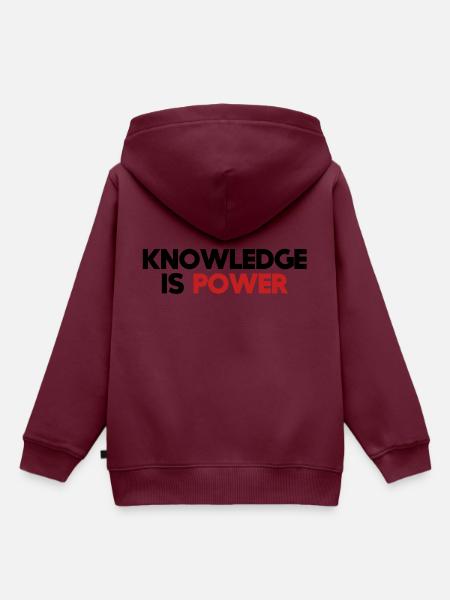 knowledge is power - Kinder Premium Organic Hoodie - Burgunderrot
