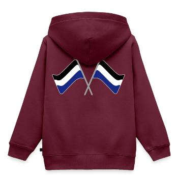 Fahne schwarz-weiß-blau | Flagge Fußball Stadion - Kinder Premium Organic Hoodie - Burgunderrot - Hinten - AI Model Kid Female (0cm)