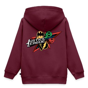 Justice League Logo Mix - Kinder Premium Organic Hoodie - Burgunderrot - Hinten - AI Model Kid Female (0cm)