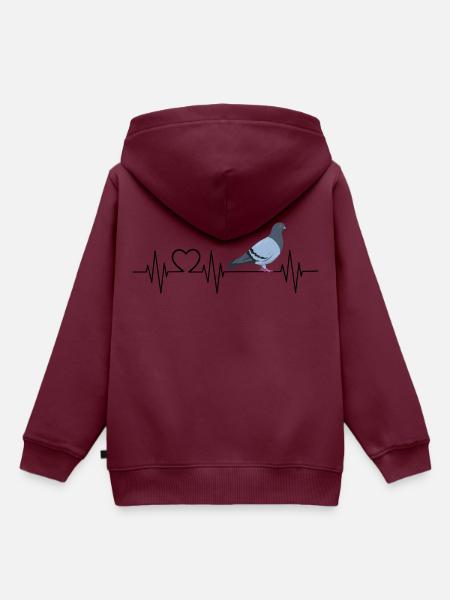 Taubenliebhaber Fancier Züchter Keeper Heartbeat - Kinder Premium Organic Hoodie - Burgunderrot