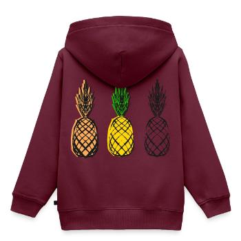 Ananas - Kinder Premium Organic Hoodie - Burgunderrot - Hinten - AI Model Kid Female (0cm)