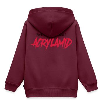 Rohe Pommes Against Acrylamid - Kinder Premium Organic Hoodie - Burgunderrot - Hinten - AI Model Kid Female (0cm)