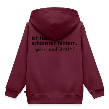 Stolz auf großen Po, Weit Breit, Selbstbewusstsein - Kinder Premium Organic Hoodie - Burgunderrot - Hinten - AI Model Kid Female (0cm)
