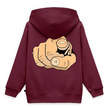 Zeigefinger - Kinder Premium Organic Hoodie - Burgunderrot - Hinten - AI Model Kid Female (0cm)