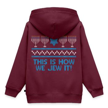 Ugly Hanukkah, Chanukkah, Lichterfest, Geschenk - Kinder Premium Organic Hoodie - Burgunderrot - Hinten - AI Model Kid Female (0cm)