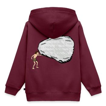 Steinzeit - Kinder Premium Organic Hoodie - Burgunderrot - Hinten - AI Model Kid Female (0cm)