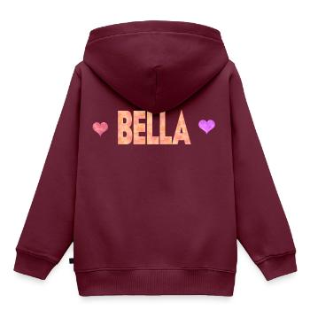 Bella - Kinder Premium Organic Hoodie - Burgunderrot - Hinten - AI Model Kid Female (0cm)