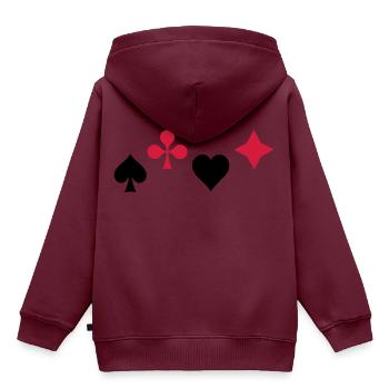 Pik Ass Herz Poker Blackjack Symbol Karten Kasino - Kinder Premium Organic Hoodie - Burgunderrot - Hinten - AI Model Kid Female (0cm)