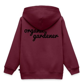organic gardener - Bio Shirt! - für Bio Gärtner! - Kinder Premium Organic Hoodie - Burgunderrot - Hinten - AI Model Kid Female (0cm)