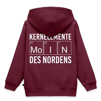 Kernelemente des Nordens Norddeutsch - Kinder Premium Organic Hoodie - Burgunderrot - Hinten - AI Model Kid Female (0cm)