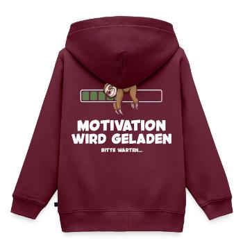 Motivation wird geladen Faultier Faultiermotiv - Kinder Premium Organic Hoodie - Burgunderrot - Hinten - AI Model Kid Female (0cm)
