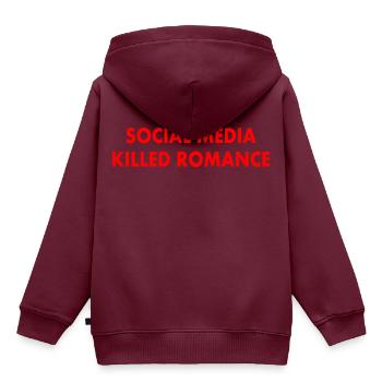 social media killed romance - Kinder Premium Organic Hoodie - Burgunderrot - Hinten - AI Model Kid Female (0cm)