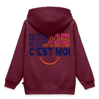 Geniale beste Zitat intelligente Bombe - Kinder Premium Organic Hoodie - Burgunderrot - Hinten - AI Model Kid Female (0cm)