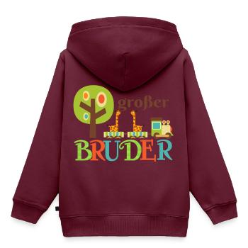 großer Bruder Giraffe - Kinder Premium Organic Hoodie - Burgunderrot - Hinten - AI Model Kid Female (0cm)