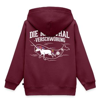 Narwhal Conspiracy - Kinder Premium Organic Hoodie - Burgunderrot - Hinten - AI Model Kid Female (0cm)