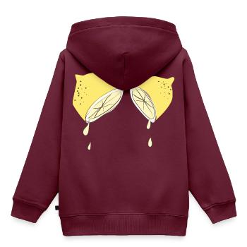 Wenn das Leben dir Zitronen gibt... - Kinder Premium Organic Hoodie - Burgunderrot - Hinten - AI Model Kid Female (0cm)