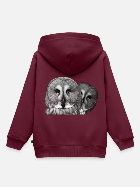 Zwei Eulenköpfe - Kinder Premium Organic Hoodie - Burgunderrot