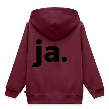 ja - Kinder Premium Organic Hoodie - Burgunderrot - Hinten - AI Model Kid Female (0cm)