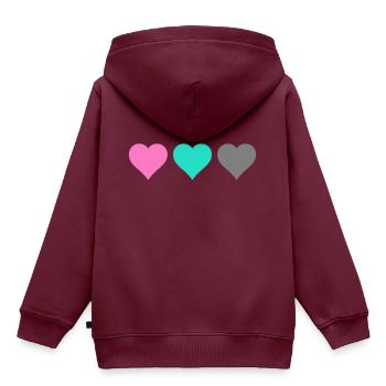 Herz - Kinder Premium Organic Hoodie - Burgunderrot - Hinten - AI Model Kid Female (0cm)