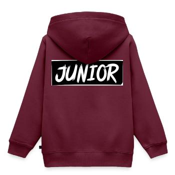 SCHWARZ-WEIß JUNIOR - Kinder Premium Organic Hoodie - Burgunderrot - Hinten - AI Model Kid Female (0cm)