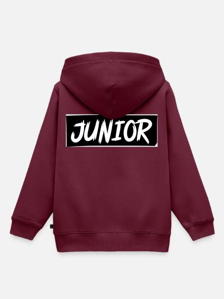 SCHWARZ-WEIß JUNIOR - Kinder Premium Organic Hoodie - Burgunderrot