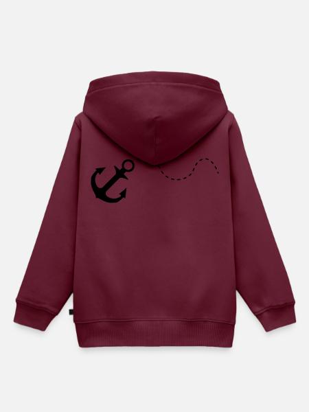 anker black - Kinder Premium Organic Hoodie - Burgunderrot