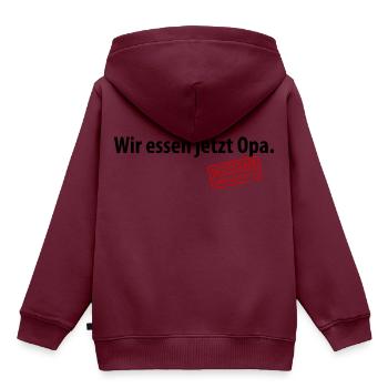 Wir essen jetzt Opa Satzzeichen Komma Leben retten - Kinder Premium Organic Hoodie - Burgunderrot - Hinten - AI Model Kid Female (0cm)