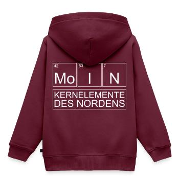 Kernelemente des Nordens Norddeutsch - Kinder Premium Organic Hoodie - Burgunderrot - Hinten - AI Model Kid Female (0cm)