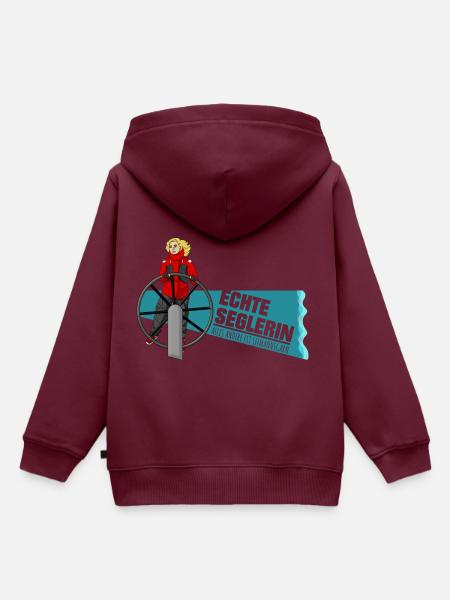 Echte Seglerin - Blond - Skipper - Segelschiff - Kinder Premium Organic Hoodie - Burgunderrot