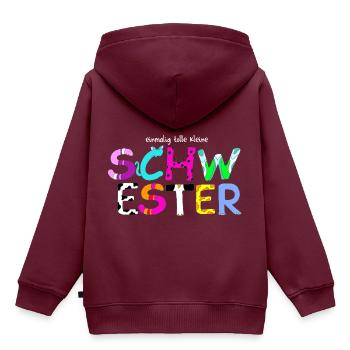 kleine Schwester Tierbuchstaben - Kinder Premium Organic Hoodie - Burgunderrot - Hinten - AI Model Kid Female (0cm)