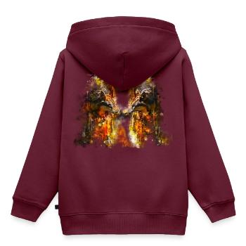 gxp woelfe hassen montag splatter watercolor - Kinder Premium Organic Hoodie - Burgunderrot - Hinten - AI Model Kid Female (0cm)