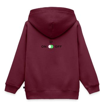 ON / OFF Apple - Kinder Premium Organic Hoodie - Burgunderrot - Hinten - AI Model Kid Female (0cm)