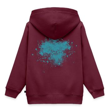 Farbspritzer in blau - Kinder Premium Organic Hoodie - Burgunderrot - Hinten - AI Model Kid Female (0cm)